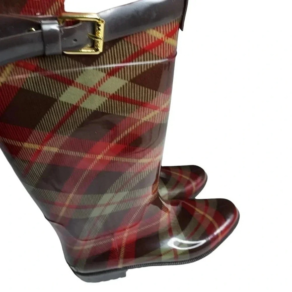 Lauren Ralph Lauren Plaid Rossalyn II Knee High PVC Rain Boots 6B - Picture 12 of 14
